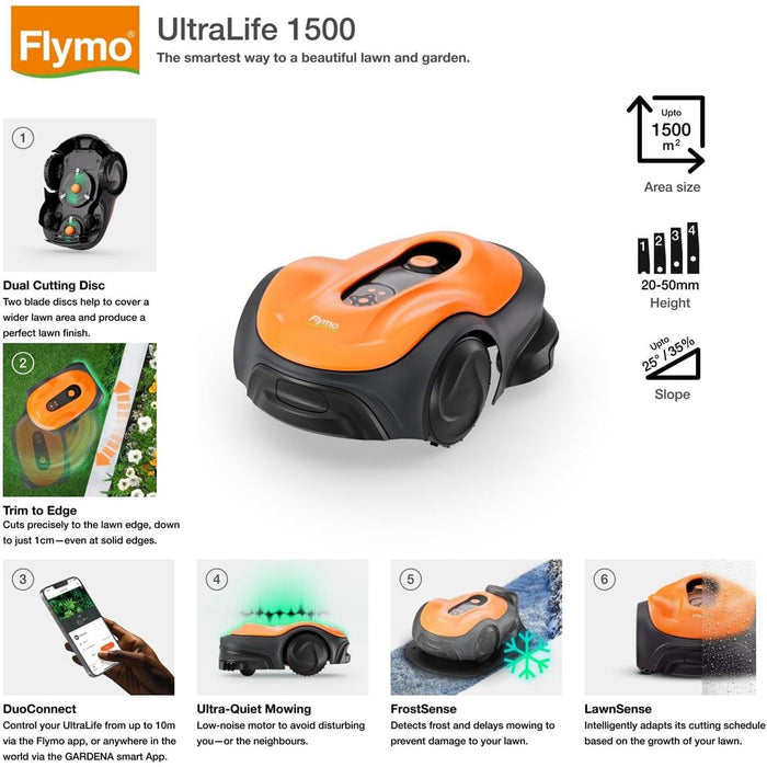 Flymo Ultralife 1500 Robot Lawnmower upto 1,500m2-northXsouth Ireland