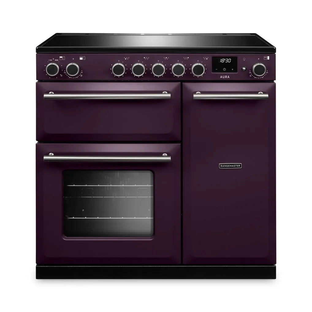 Rangemaster Aura AURA90EIPPLM/BN1 90cm Induction Range Cooker Plum - Brushed Nickel