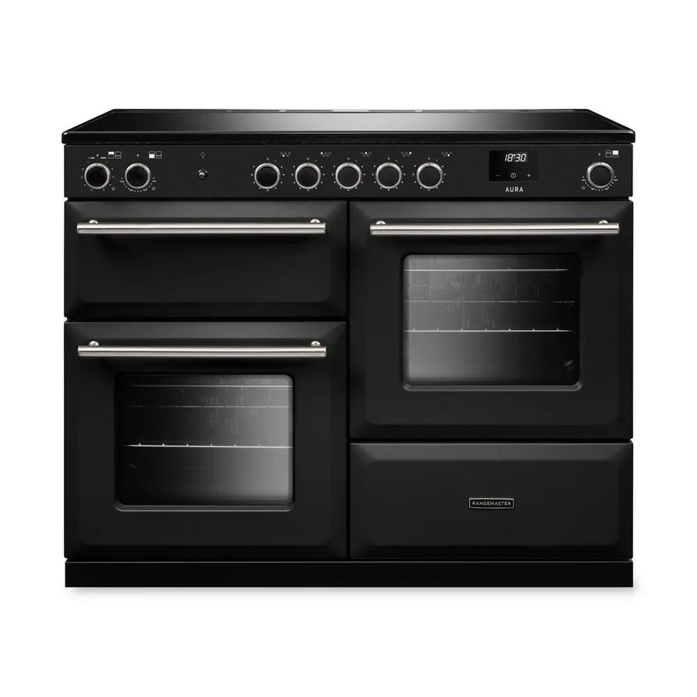 Rangemaster Aura AURAO110EIPCBL/BN1 110cm Induction Range Cooker Black - Brushed Nickel