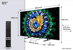 TCL 85A400M-UK 85" QD-MINI LED TV - Black