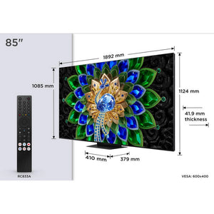TCL 85A400U-UK 85" QD-MINI LED TV - Black